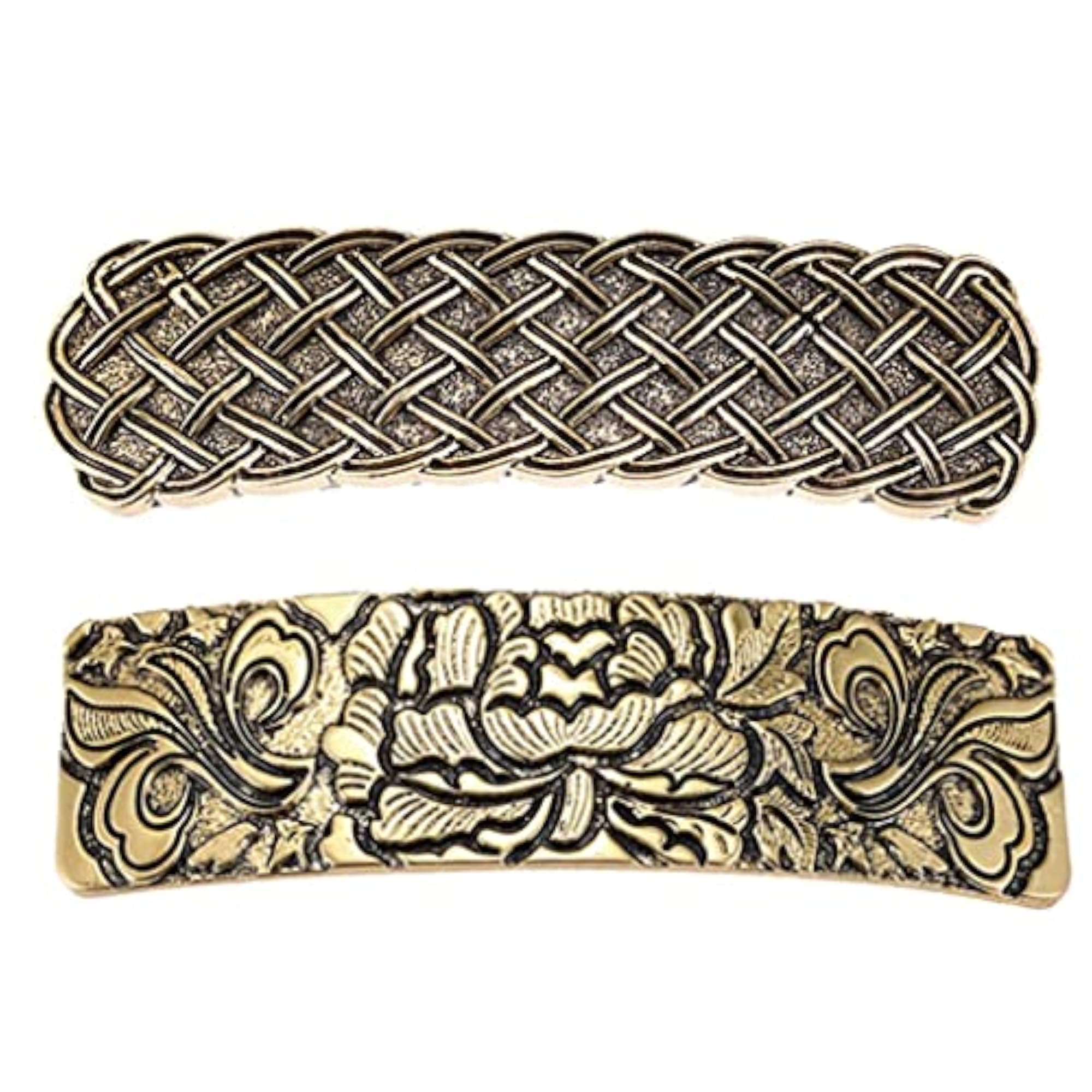 2pc Viking Celtic Carved Hairpin Clips, French Barrettes